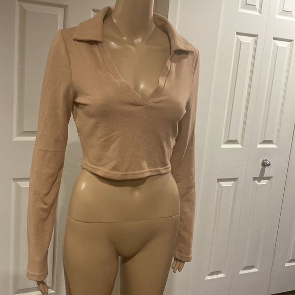 Ardene - Long sleeve V-Neck Crop top Sz S - Picture 2 of 10